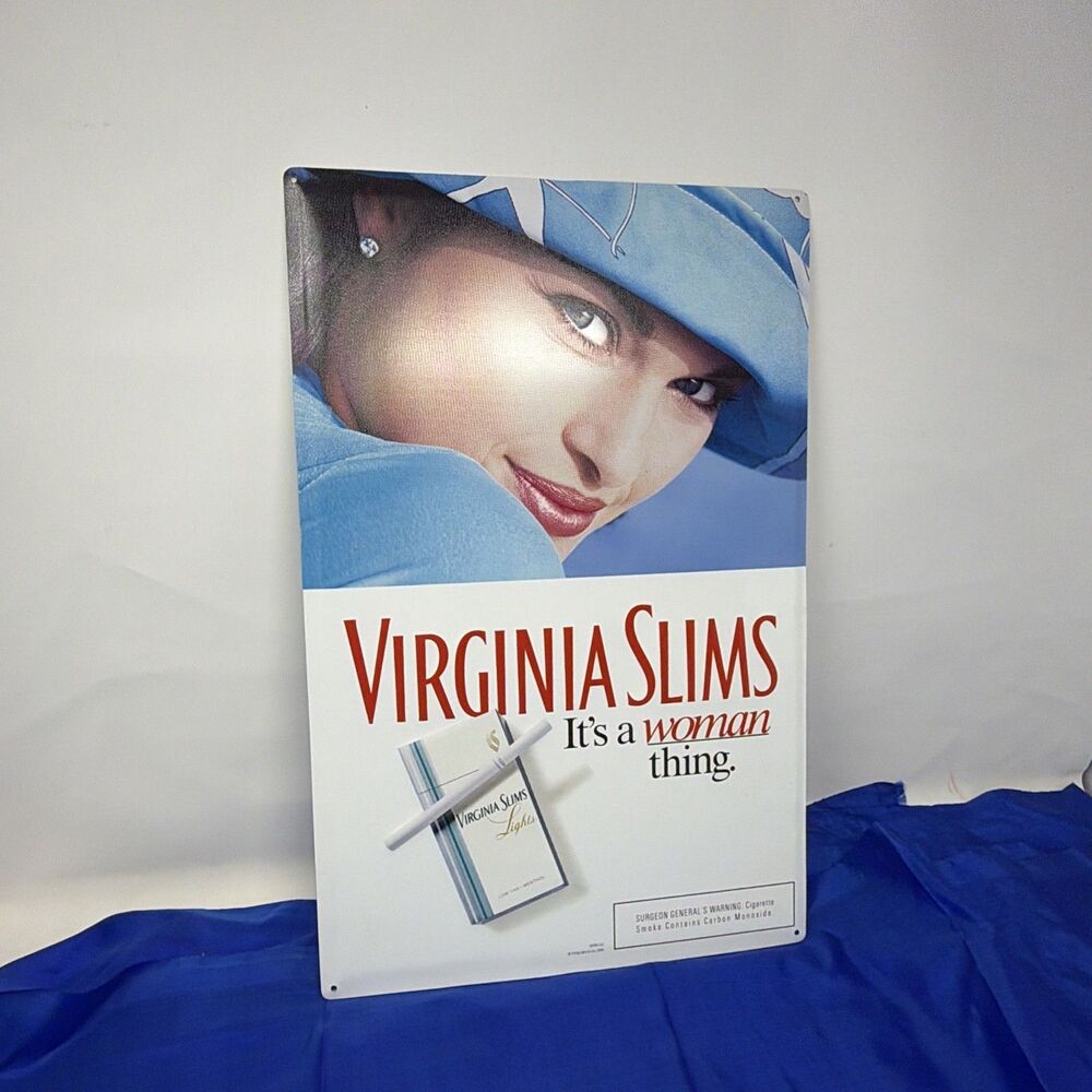 Vintage 1996 Virginia Slims "It's a Woman Thing" Metal Sign, 11" x 17" - NOS